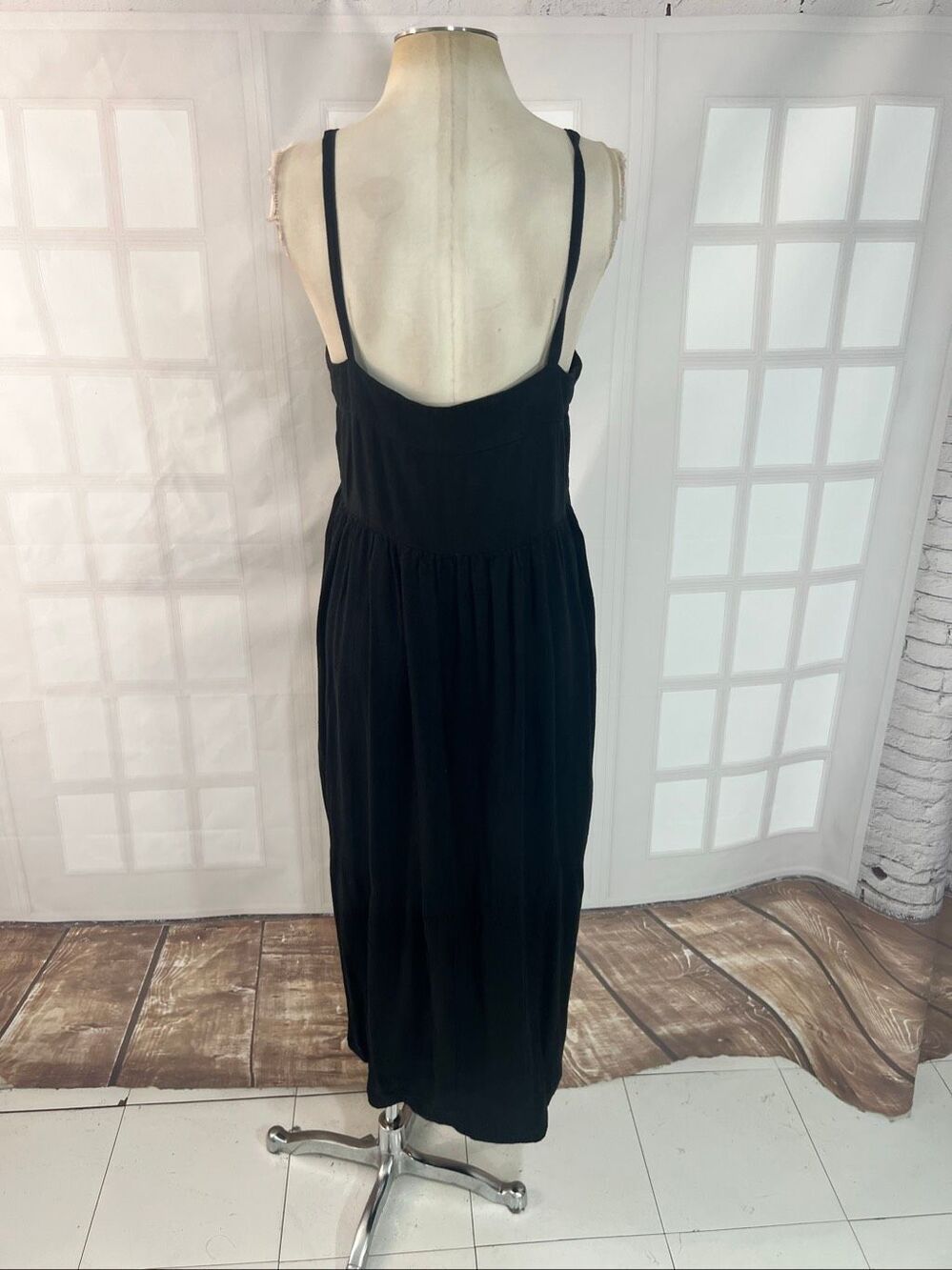 Rachel Pally Black Syd Linen Blend Sleeveless Tiered A-Line Maxi Dress Size XL - Picture 8 of 13